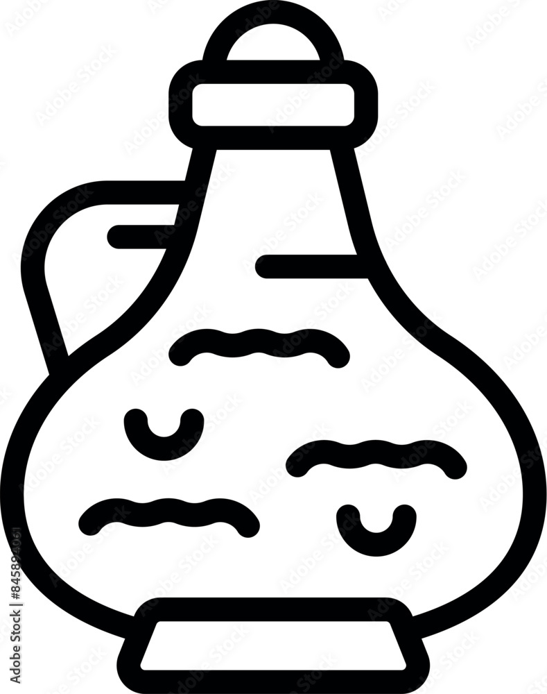 Poster simple icon of a large jug filled with a liquid and with a cork lid, isolated on a white background