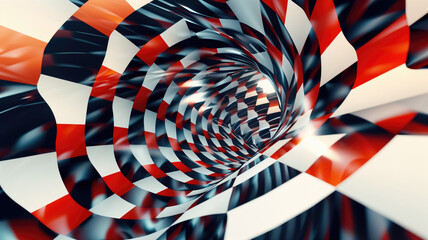 Panoramic view of abstract race Ring with checkered finish flags Generative AI