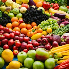 A photo of a variety of fresh fruits and vegetable