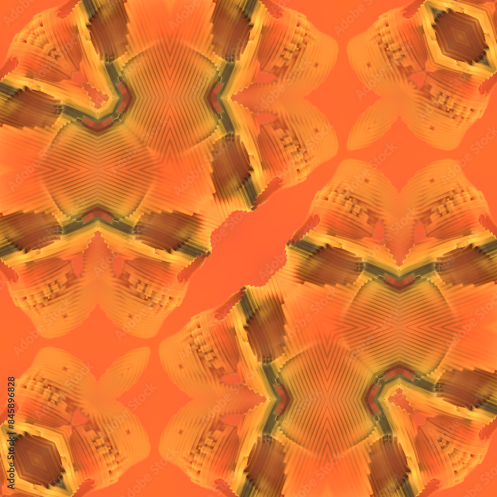 Aufkleber digital illustration of bright orange hues arranged in a kaleidoscopic pattern. 3d rendering