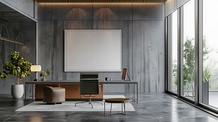 Modern empty blank interior office room for work with decoration and also home office