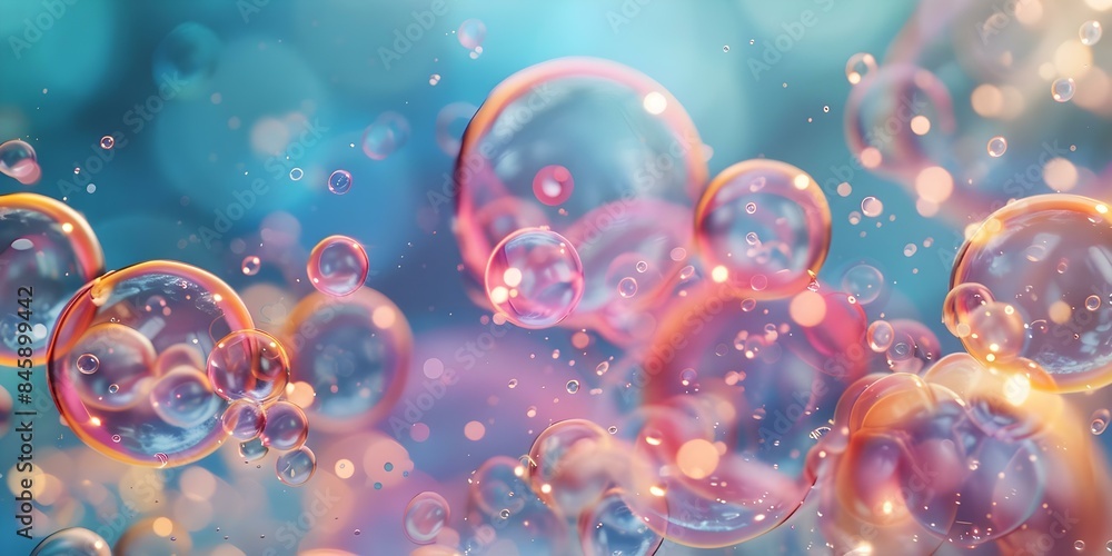 Aufkleber simulated cleaning and washing with realistic colored bubbles created using ai. concept simulated cl