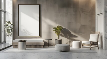 Modern empty blank interior office room for work with decoration and also home office