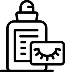 Line icon of a cosmetic product with a sun symbol, representing protection against uv rays for a youthful look