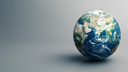 Earth globe on white background with shadows, realistic looking design