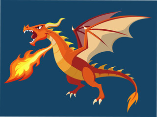 Fototapeta premium Fire breathing dragon in flight