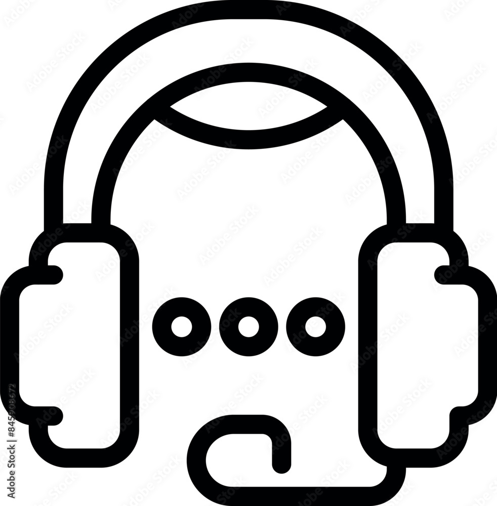 Poster simple headset icon is featured with three dots representing active listening and communication