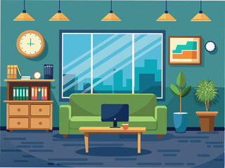 Fototapeta premium An office with a lounge area and a couch