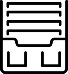 Black outline icon of an archive box with files, symbolizing organization and document storage