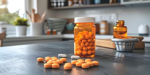 Photo or visual showing lifestyle changes and medications for managing GERD. Concept GERD lifestyle changes, GERD medications, managing GERD, acid reflux diet