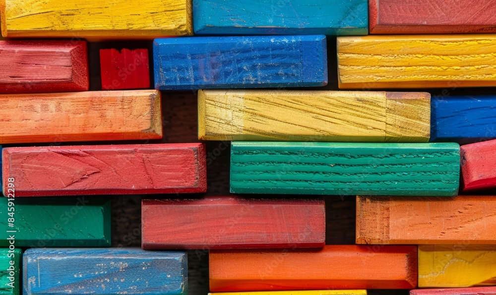 Poster of full frame shot of colorful blocks arranged in even shape representing abstract background