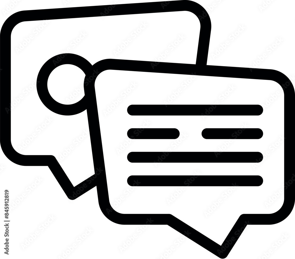 Poster two overlapping speech bubbles representing online chatting with user profile picture