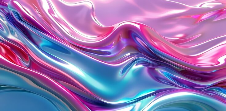 Representaci&oacute;n 3D, fondo abstracto con coloridas ondas brillantes en colores rosa, azul y morado