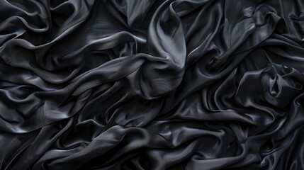 Obraz premium The black fabric s surface adorned with rippling patterns