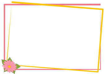 cornice con gerbera rosa -grafica vettoriale estate- primavera - tema spiaggia e mare-colore giallo, verde, rosa -ideale per sublimazione,scrapbooking, presentazione, slide,