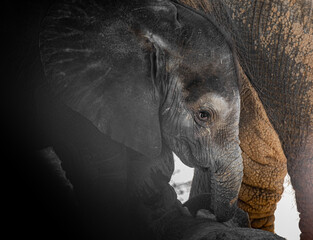 small baby elephant with mother