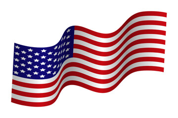 Iconic american flag with stars and stripes in motion. Emblem of independence and national spirit.