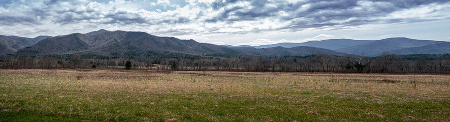 Panoramic view of mountains and hill sides in western Oregon