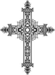 Line art Classic Style Christ Cross Vector Design