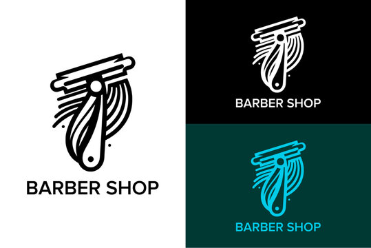 razorblade hairs vector barber shop logo beauty salon parlor haircut hair dresser