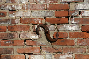 Old weathered brick wall in a small mid-western town Indiana