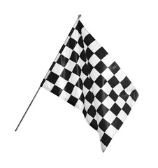 One checkered finish flag isolated on white