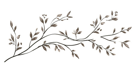 This elegant collection of hand-drawn botanical elements includes various types of leaves, flowers and plants in detailed