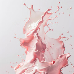 A pink liquid splash against a light background. Generated by AI.