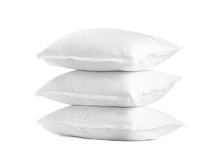 Stack of soft pillows isolated on white