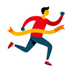 vector image of a marathon runner crossing the finish line.