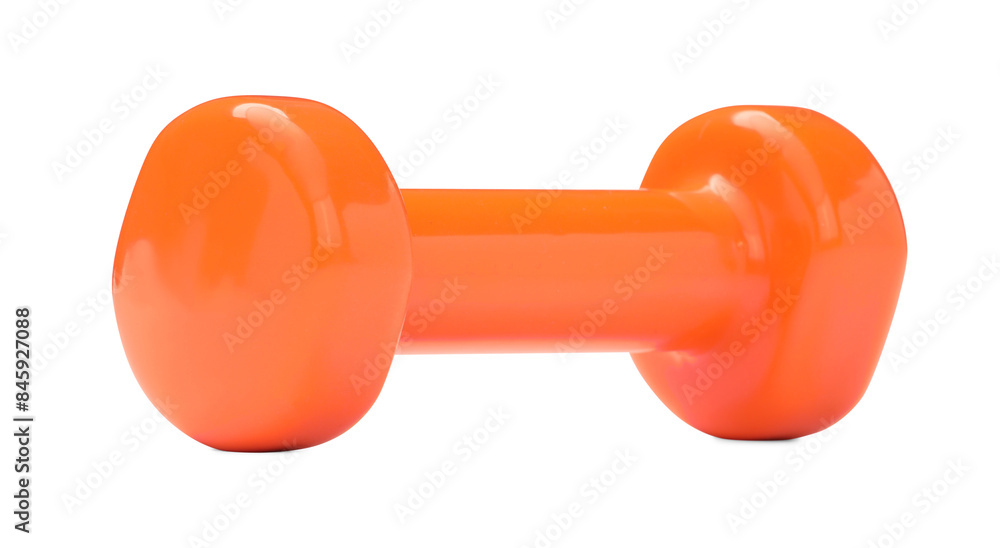 Canvas Prints Orange dumbbell isolated on white. Sports equipment