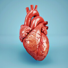 Naklejka premium 3d rendered photo of 3D illustration of realistic human heart on blue background