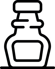 Simple black outline icon representing a sauce bottle standing on a surface