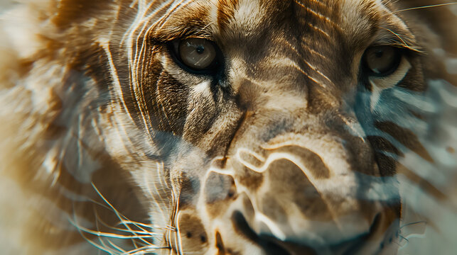 Predator swimming. Animal eyes. Close-up view of the animal's face.  Generative AI 