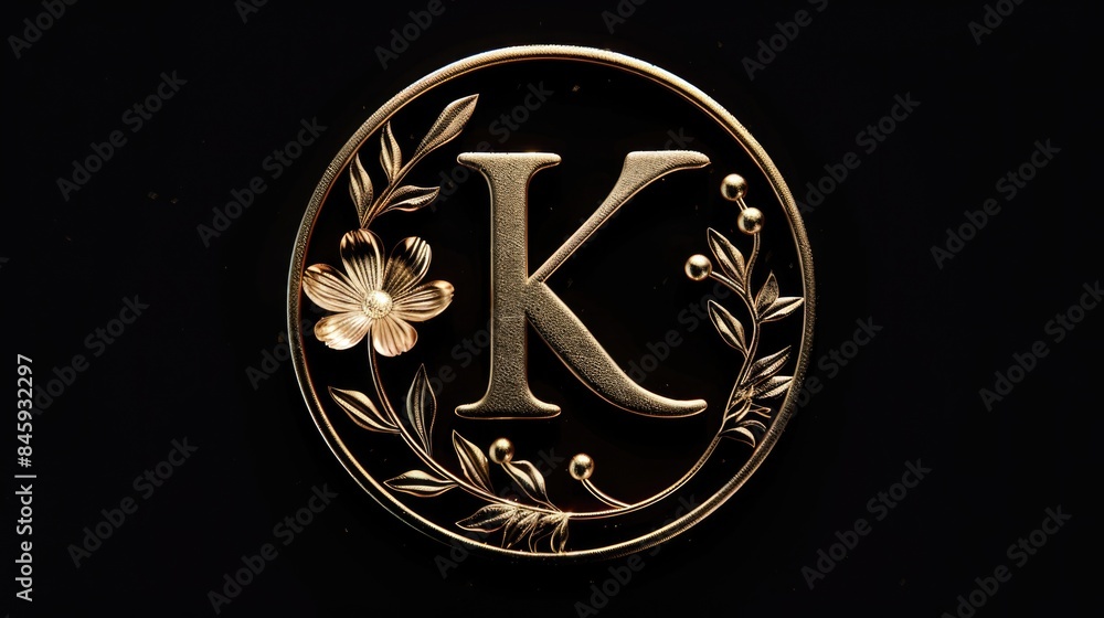 Poster a close-up shot of a metal object featuring the letter k, suitable for use in various design and mar