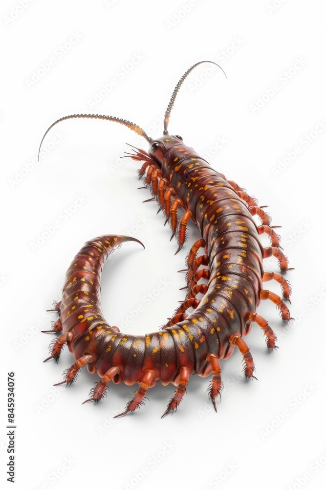 Canvas Prints A large centipede moves across a clean and flat surface, its multiple legs visible