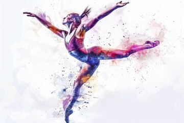 A woman posing in a bright purple leotard, showcasing her physique