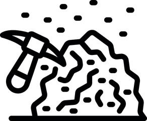 Mining pickaxe is shown breaking ground for excavation work