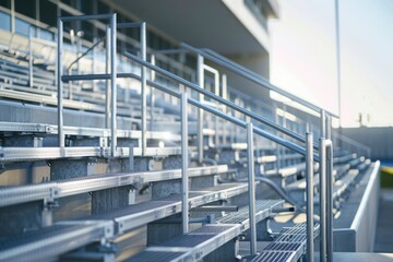 Image shows empty bleachers in a stadium setting