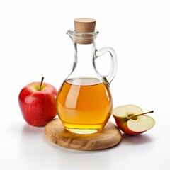 Fresh Apple Cider Vinegar on White Background for Healthy Recipes Generative AI