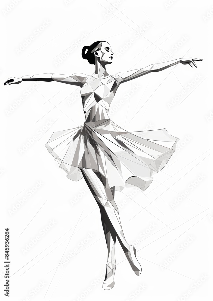 Poster creative dancer in minimalist style on white background generative ai