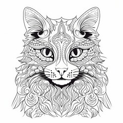 Fototapeta premium Whimsical Cat Illustration for Coloring Book or Children's Design Generative AI
