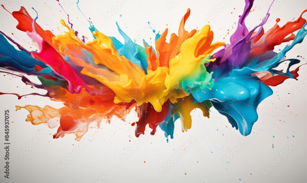 Poster vibrant color splash on white canvas background generative ai