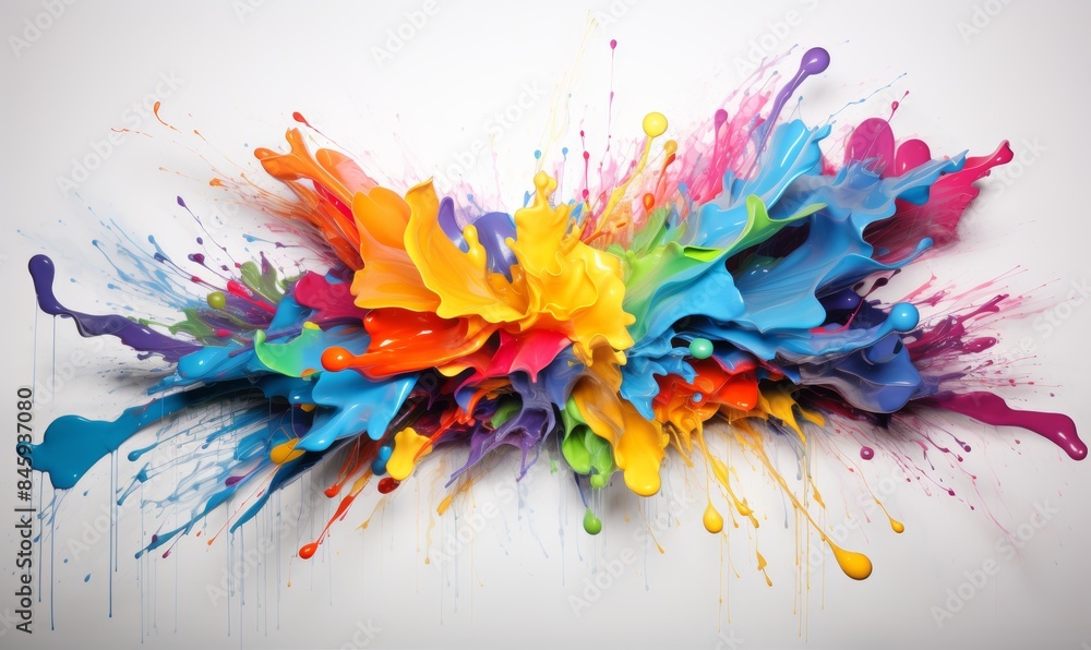 Poster vibrant color splash on white canvas background generative ai