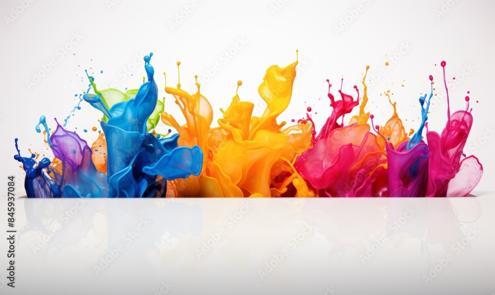 Aufkleber vibrant color splash on white canvas background generative ai