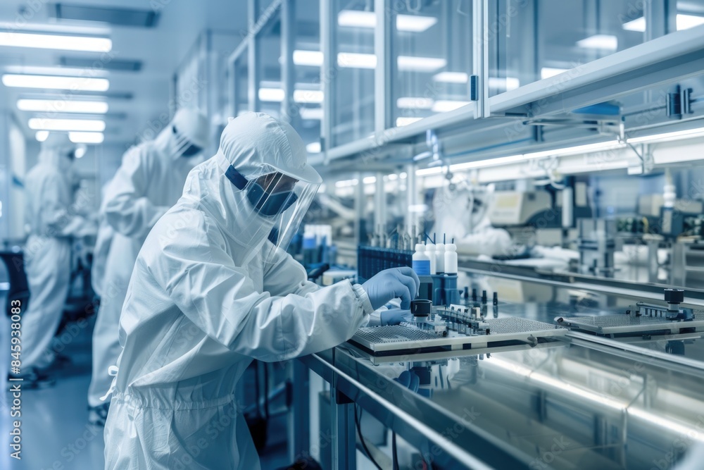 Poster Group of scientists collaborating in a lab environment