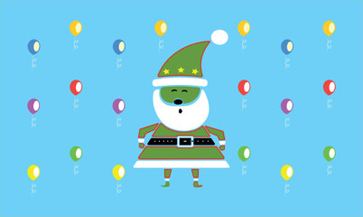 Merry Christmas.  Santa Claus on a background of balloons.  Postcard from Santa Claus.  Christmas card.  Christmas greetings.  New Year