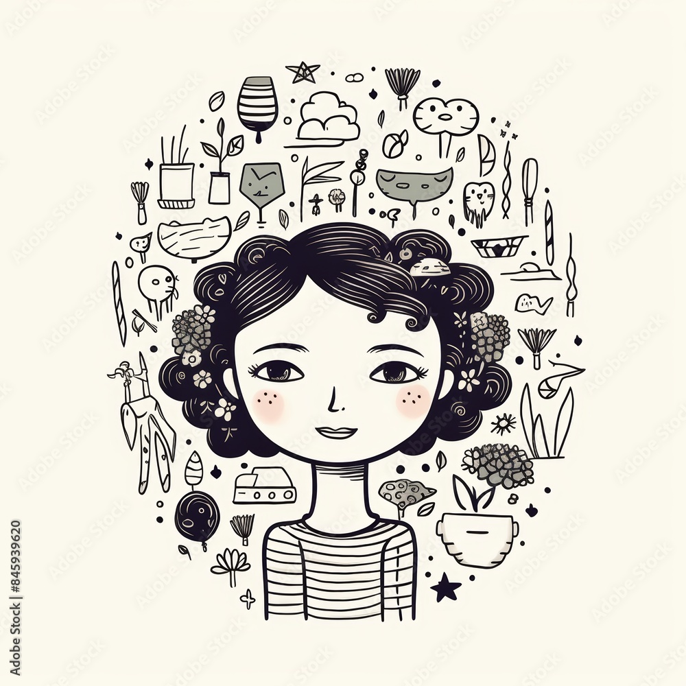 Poster building self-esteem with simple line drawings generative ai