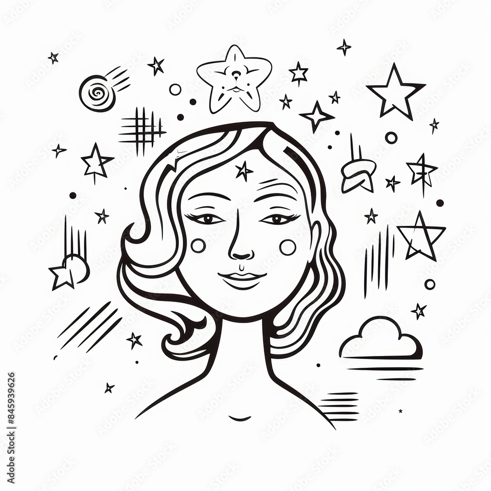 Poster building self-esteem with simple line drawings generative ai
