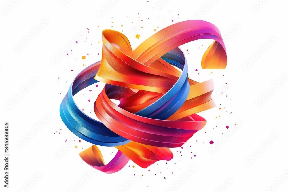 Poster a colorful spiral design made of ribbons on a white background, perfect for use in craft and diy pro
